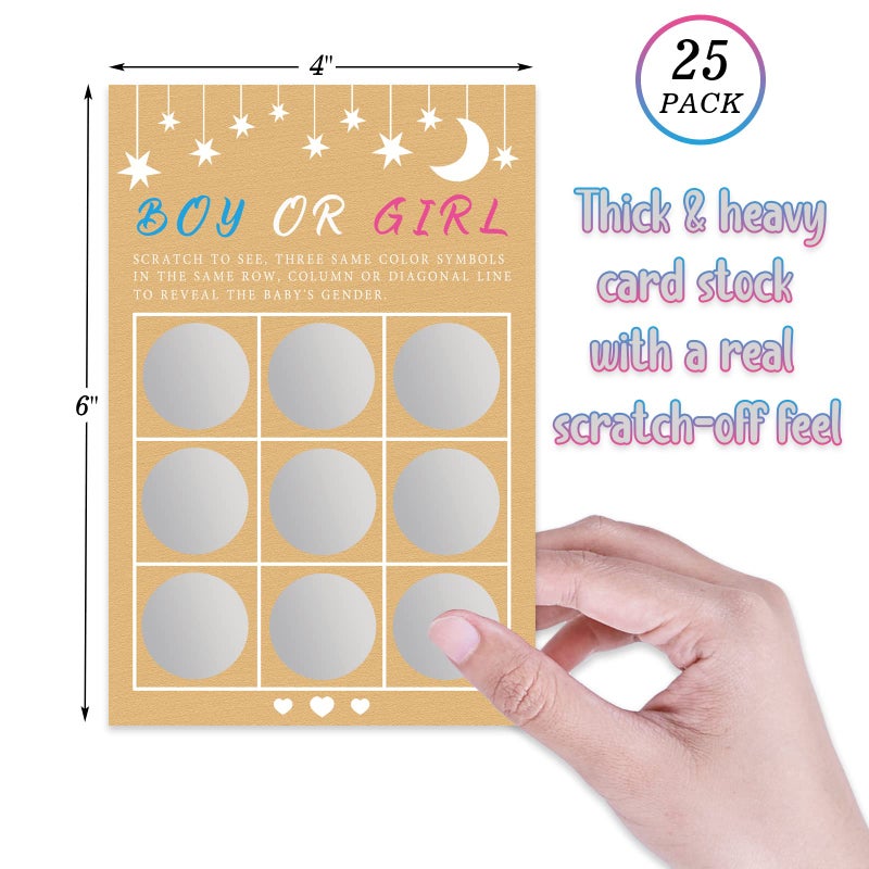 Senfaro Its a Girl Tic Tac Toe Board Gender Reveal Scratch Off Scratcher Lottery Tickets Cards Double Sided Gender Announcement Cards Family Friends Baby Shower Game 25 Pack - Image 4